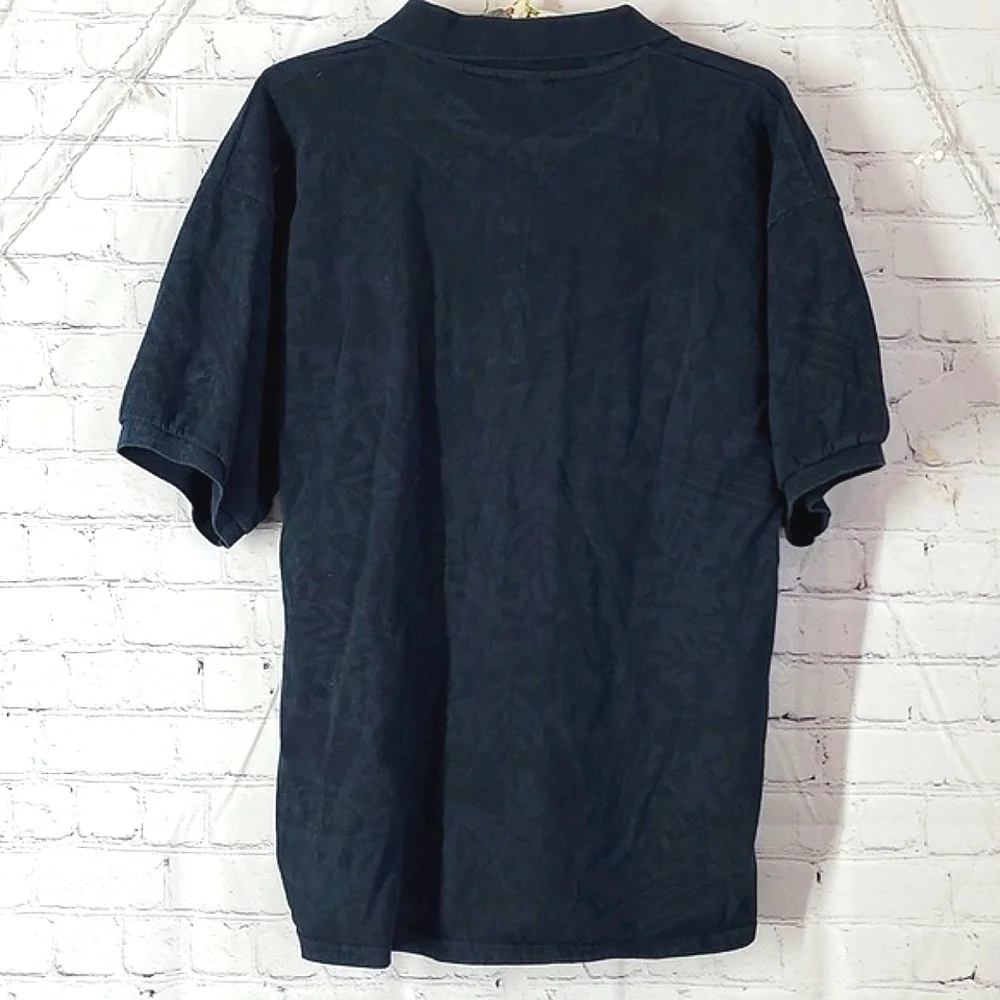 Panama Jack Sea Surf Tropical Beach Print Black Short Sleeve Polo Men's Size L - Picture 12 of 17